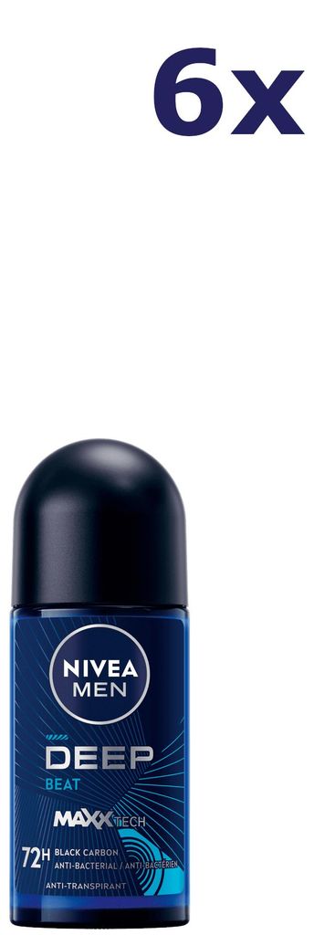 6x Nivea Men Deodorant Roller Deep Beat 50ml