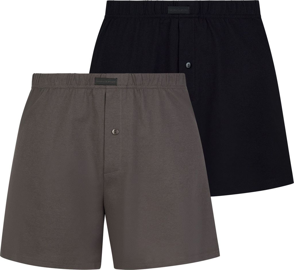 Bruno Banani Herren 2er Pack Boxershort Loose Fit Baumwolle Anthrazit Schwarz