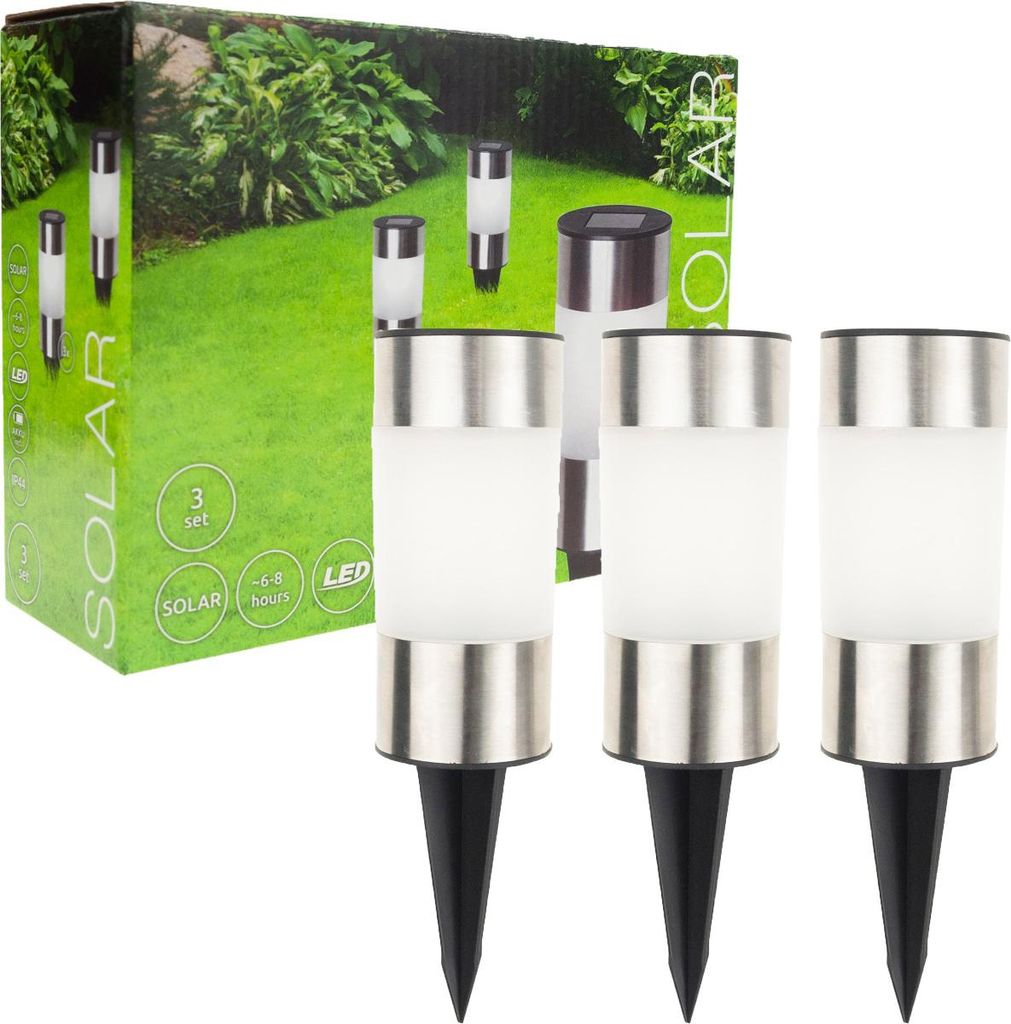 Lampada da giardino 3Pcs /Kpl Led Solar Inox alimentata a Immagine del prodotto 