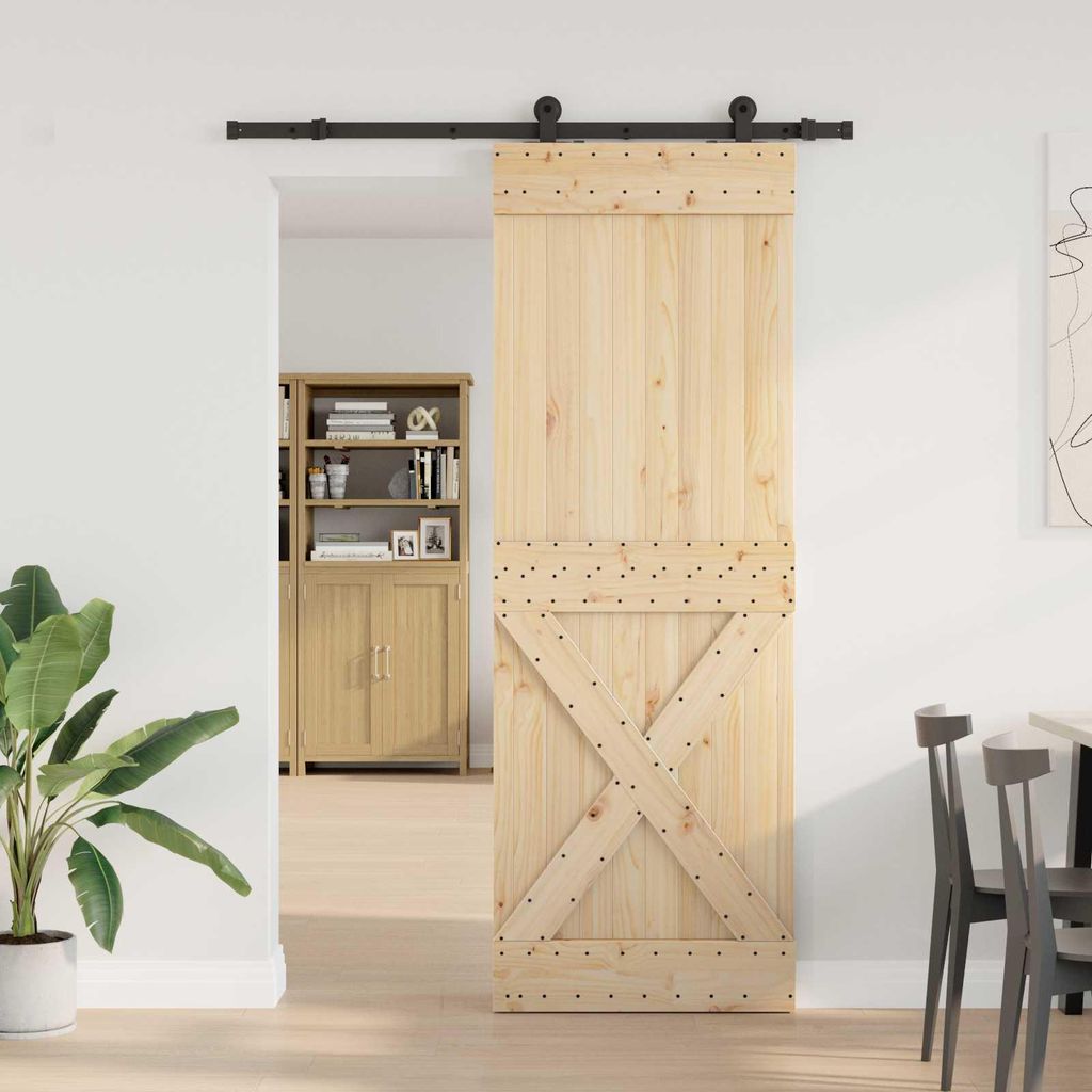 Möbel Schiebetür NARVIK Natürlich und Schwarz 80 x 210 cm (152,5 cm)Zimmertüren - Zimmertüren c6162