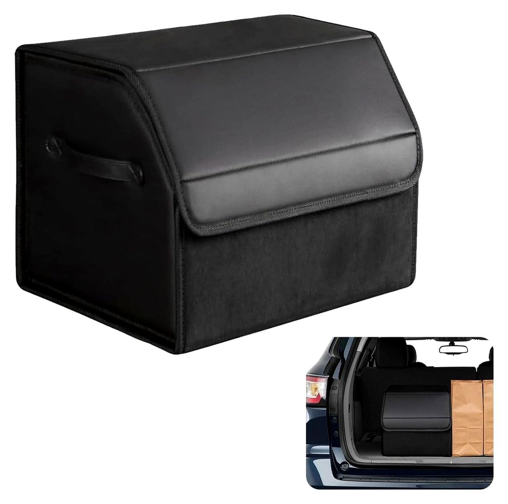 Kofferraum Organizer, wasserdicht, faltbare Aufbewahrungsbox für Autozubehör mit Fächern, Leder, für Reisen und Camping