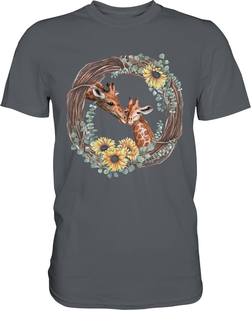 Giraffe Sonnenblumen T-Shirt Mama Tochter Geschenk – Dark Produktbild 