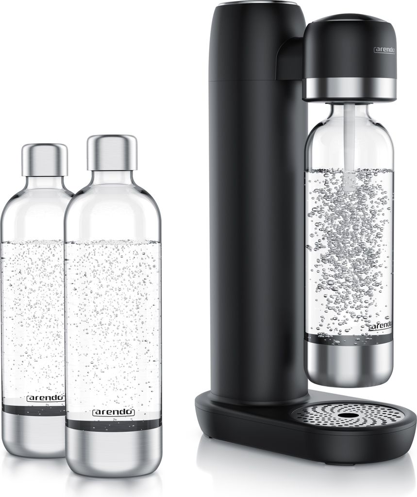 Arendo Wassersprudler, Soda Maker, inkl. 3x 1L PET-Flasche, BPA-frei, fein dosierbar, kompatibel mit 60l CO2-Zylindern, SodaStream Easy/Cool, PET/A...
