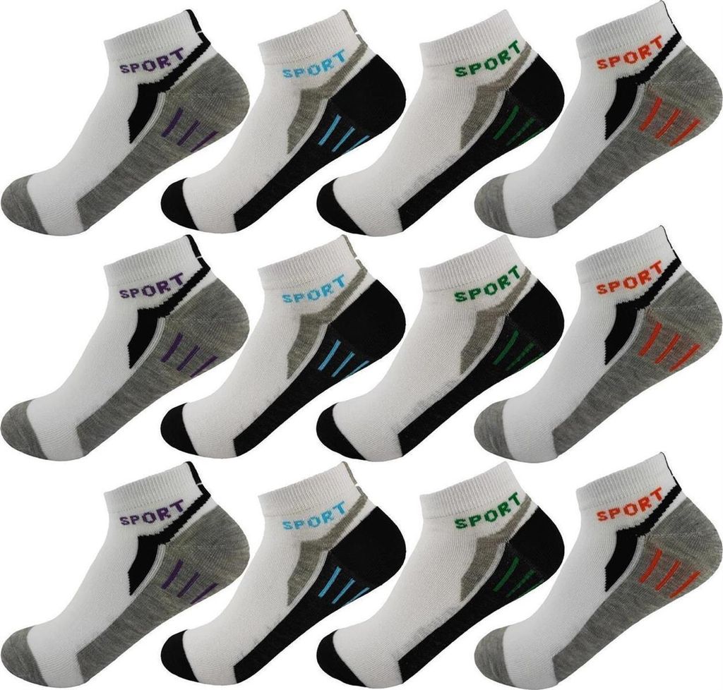 12 Paar Kinder Sneaker Jungen & Mädchen Socken Baumwolle, Produktbild 