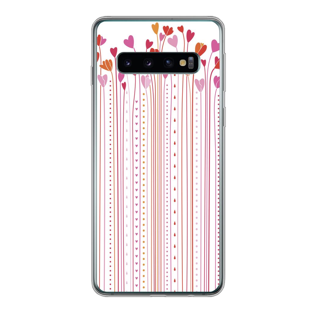 MuchoWow Handyhülle Schutzhülle Hülle für Samsung Galaxy S10 Eine Illustration der wachsenden Herzen Silikon Softcase Handy Hülle - Handytasche