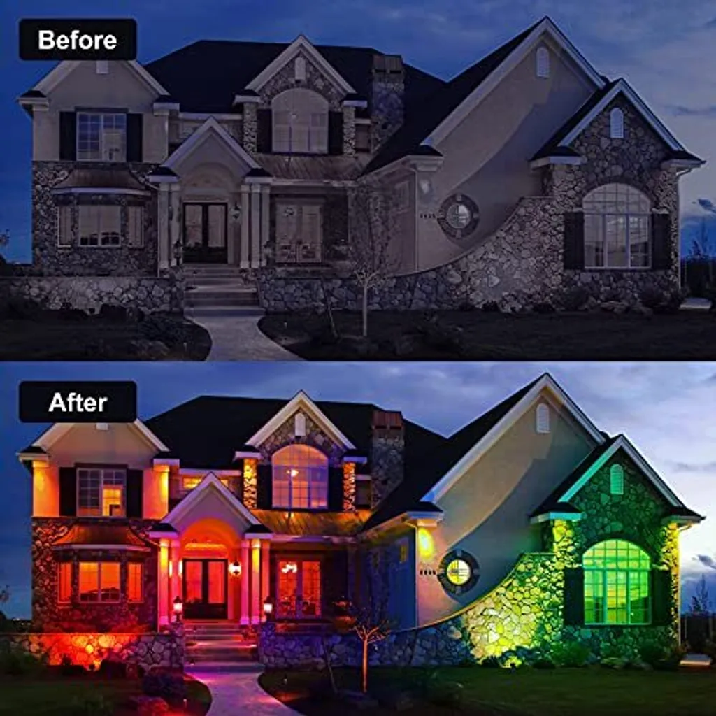 Natpow Solar Garden Spotlight, 20 LED RGB Light Lamp Spotlight Outdoor, IP65 impermeabile, luce da parete esterna che cambia colore, luce da patio, - 2