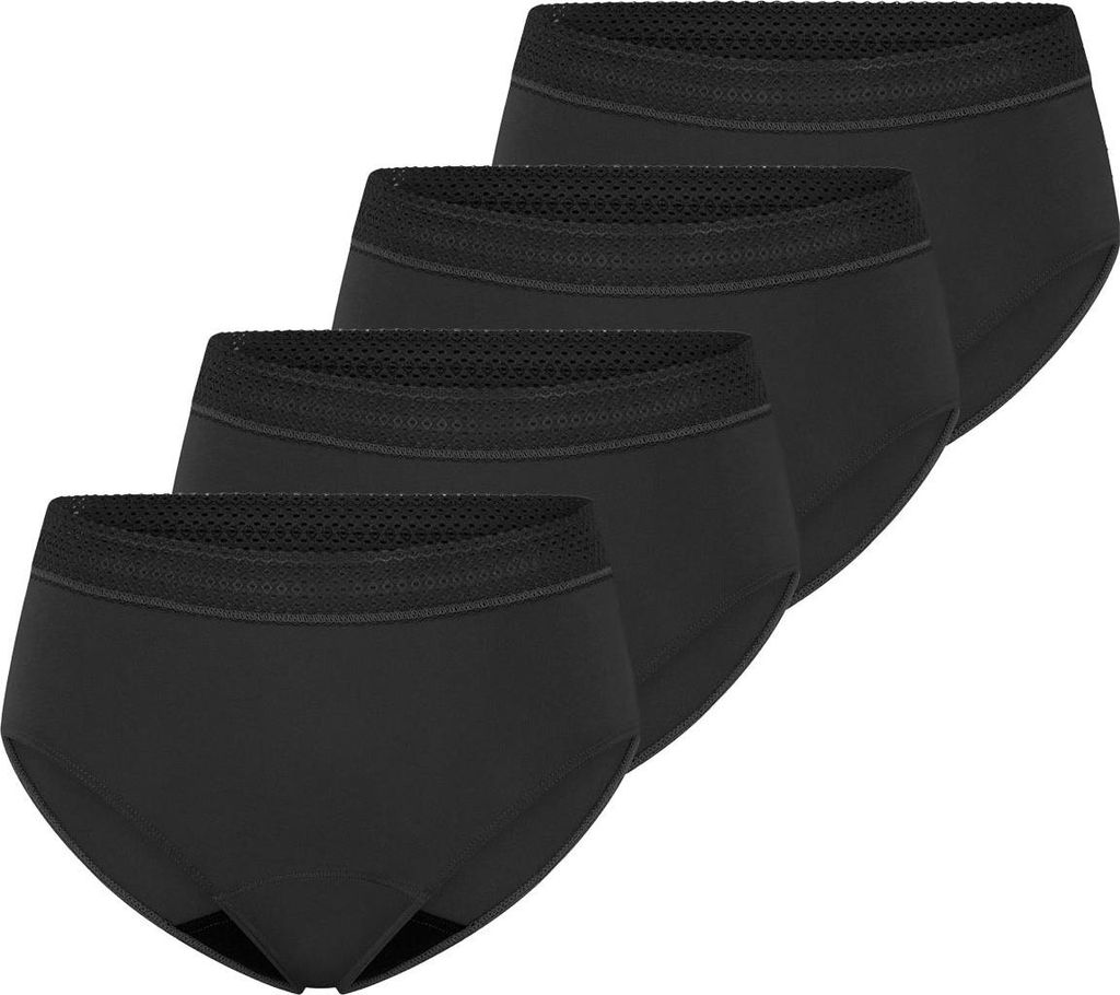 Schiesser 4er Pack Care Perioden Slip Feuchtigkeitsabsorbierend , Femininer Look, Mit zarter Spitze
