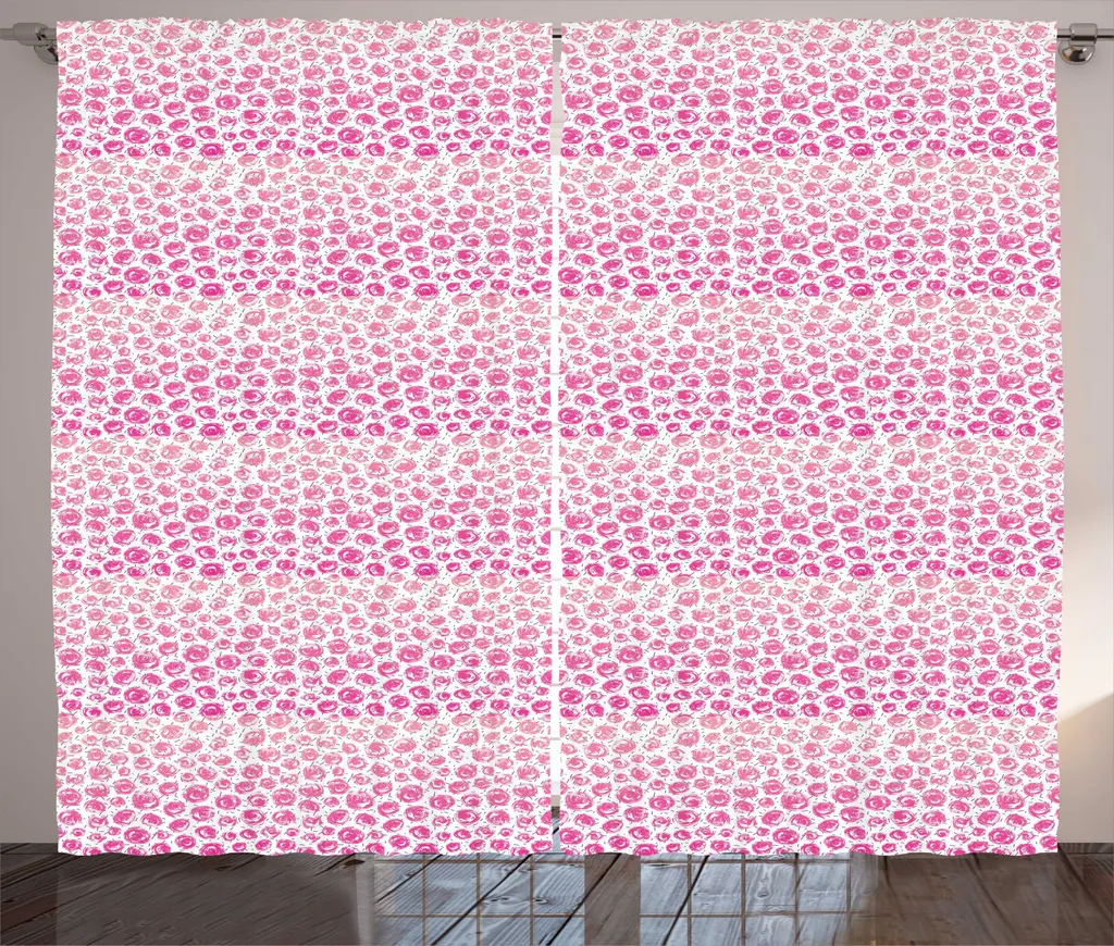 Paire de Rideaux Universels à Fleurs pour Salon, Largeur 280 x 225 cm