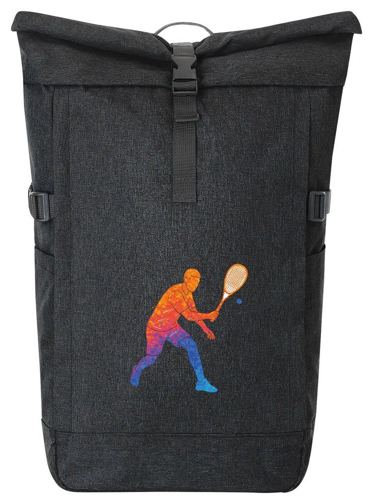 Huuraa Kurierrucksack Squash bunte Silhouette 30-44 Liter Black Melange Fairtrade Rolltop Rucksack Geschenkidee