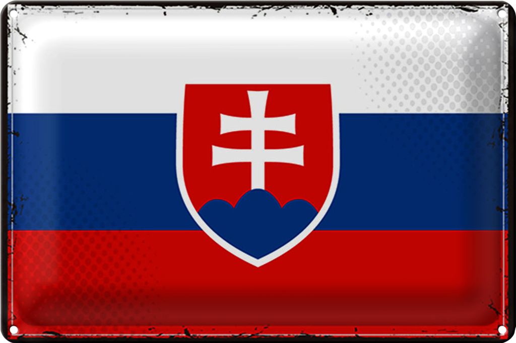 Blechschild Flagge Slowakei 30x20cm Retro Flag of Slovakia