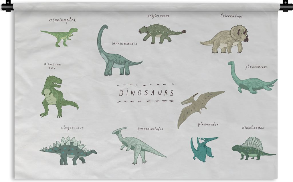 MuchoWow Wandteppich Wandbehang Kinderzimmer - Farben - Dinosaurier - Junge - Mädchen - Kind 150x100 cm Tapisserie Dekoration Wandtuch - Waschba...