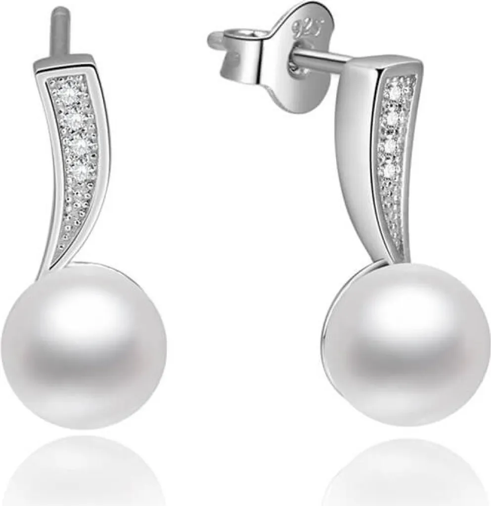 Boucles d'oreilles argent massif avec perles de culture véritables nacre