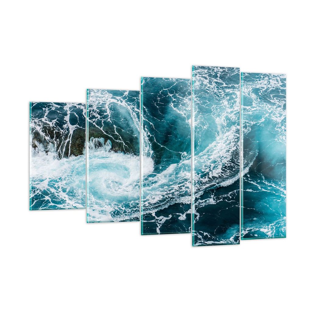 Bilder auf glas - Wasser Stein Welle - 150x100cm - Glasbilder - Wandbilder - Kunstdruck - zum Aufhängen bereit - Wanddekoration aus Glas - Glas Bi...