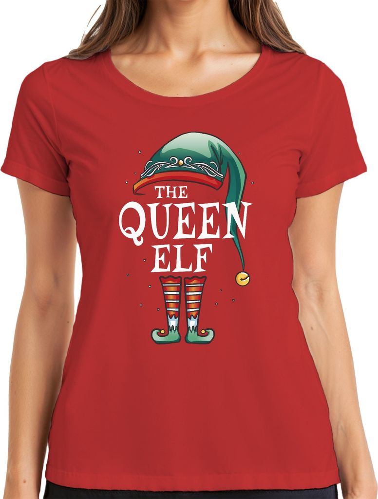 Queen Elf Weihnachten Partnerkostüm - Weihnachtsgeschenk Christmas Damen T-Shirt, Rot, XL
