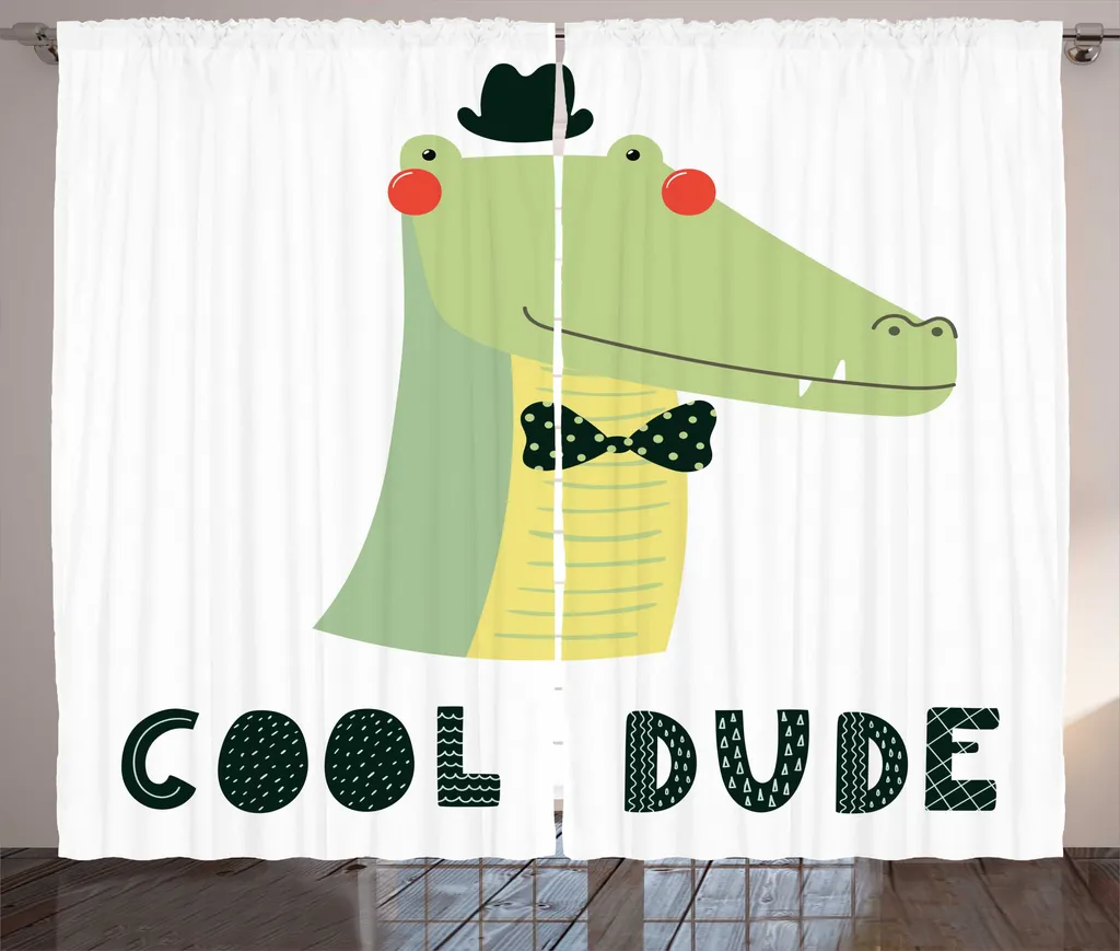 Rideau Large 280 cm pour Cacher le Vis-à-vis Motif Crocodile Vert