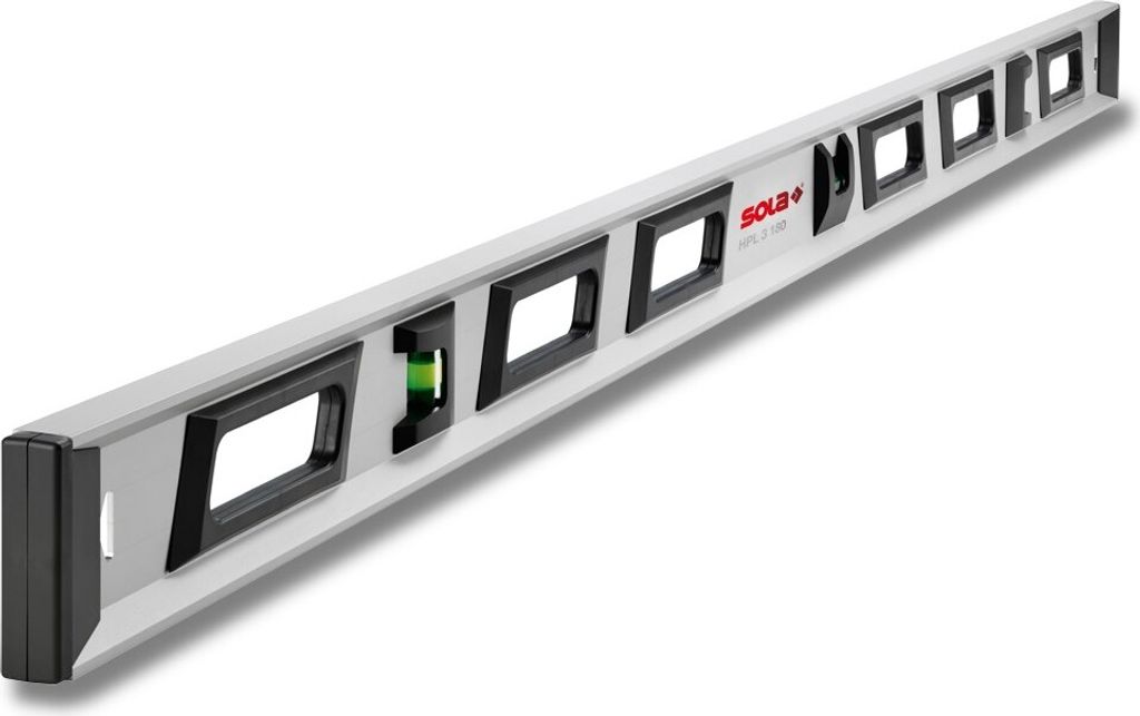SOLA 1713601 HPL3180 Präzisionswasserwaage HPL 3 180 Länge 1800 mm, Silber/Schwarz