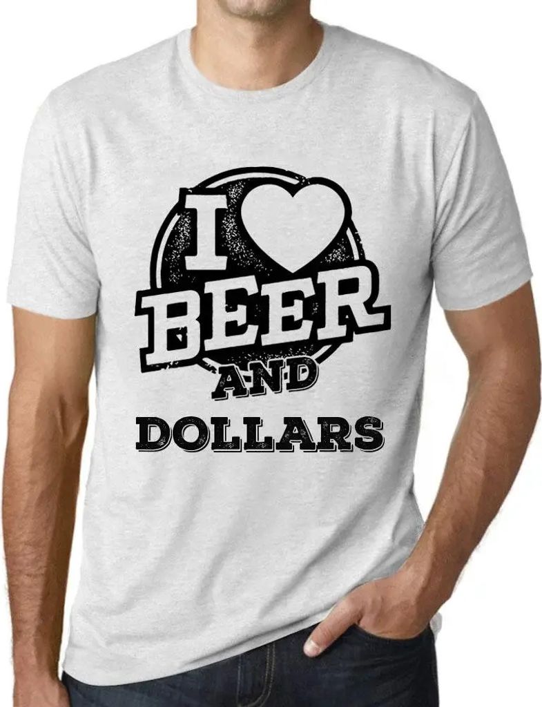 Herren Grafik T-Shirt Ich liebe Bier und Dollar – I Love Beer And Dollars – Öko-Verantwortlich Vintage Jahrgang Kurzarm Lustige Druck Geburtstag