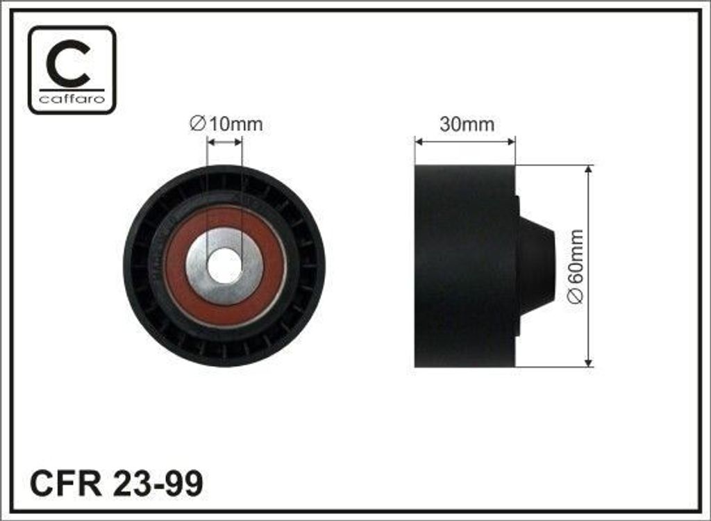 CAFFARO 23-99 Umlenkrolle Keilrippenriemen 60mm passend für MERCEDES-BENZ E-Klasse Limousine (W124) für AUDI A6 Allroad (4FH, C6) für FORD TRANS...