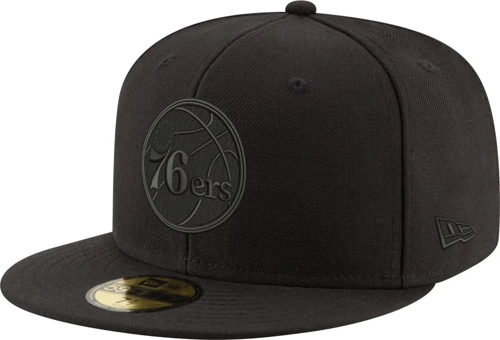 Official New Era 59Fifty Philadelphia 76ers NBA Hat Black 7 1/8