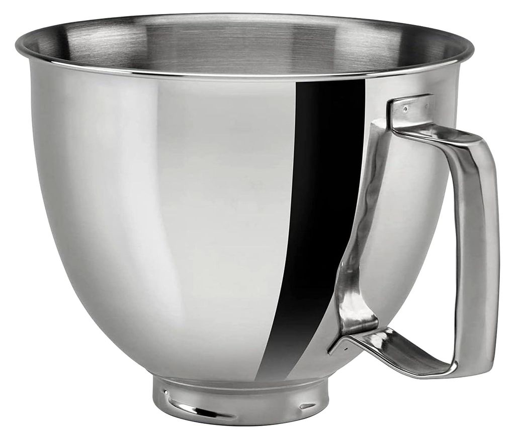 Zubehör für Kitchen-Aid, 4,8L Edelstahl Rührschüssel mit Griff, Silber, kompatibel mit Kitchen-Aid K5THSBP, Küchenhelfer für 125/150/165/175,...