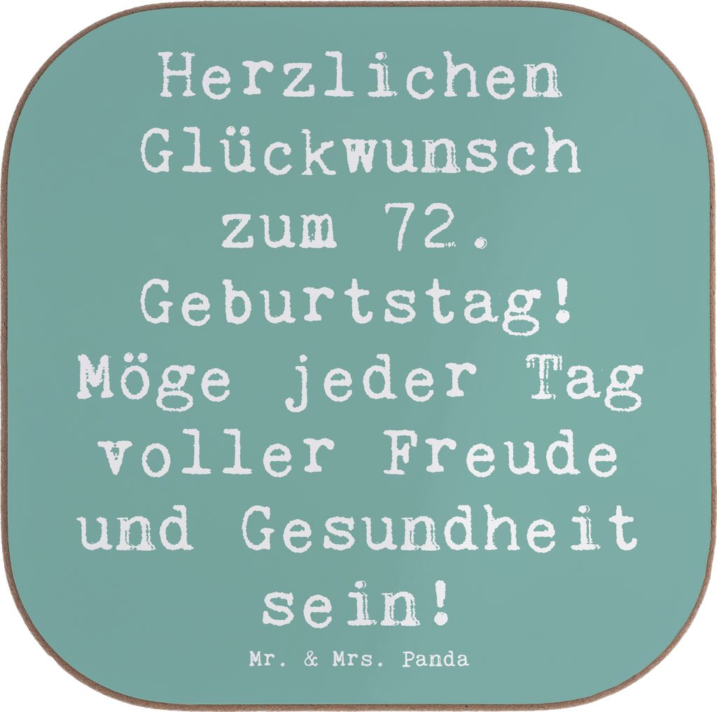 Mr. & Mrs. Panda Tischuntersetzer Spruch 72. Geburtstag - Meeresbrise - Geschenk, Untersetzer Glas, liebevolle Geschenke, für Gläser, Feier, glä...