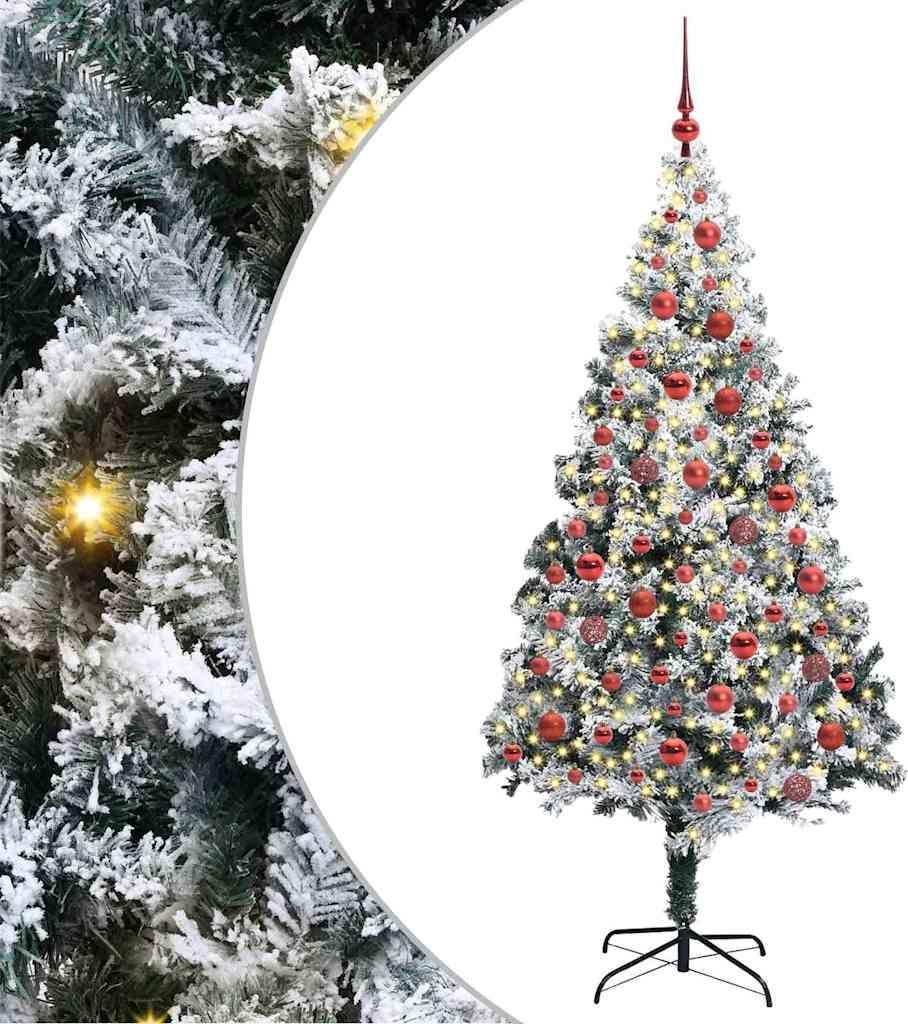 vidaXL Künstlicher Weihnachtsbaum mit 300 LEDs mit Ständer Weiß 180 cm