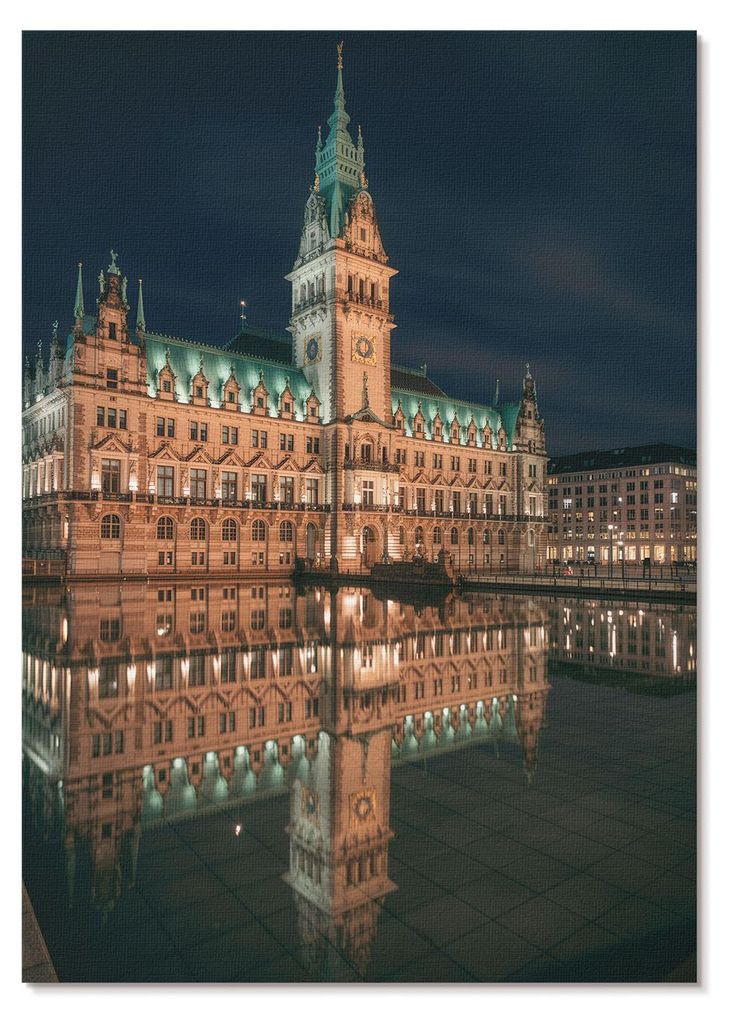 POSTER - 42x59 cm (A2) - Lother - Klassische Architektur reflektierte das Abendlicht - Wandbild für Wohnzimmer Schlafzimmer & Flur, Modernes Poste...