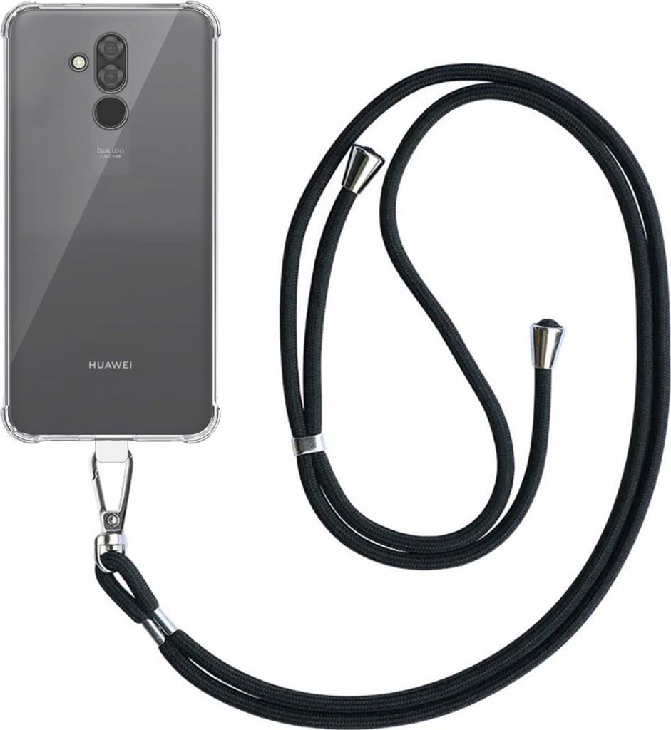 Smartphonica Handyhülle geeignet für Huawei Mate 20 Lite Transparent Stoßfest mit abnehmbarem Universal Telefonkabel - Backcover Case Silikon Sh...