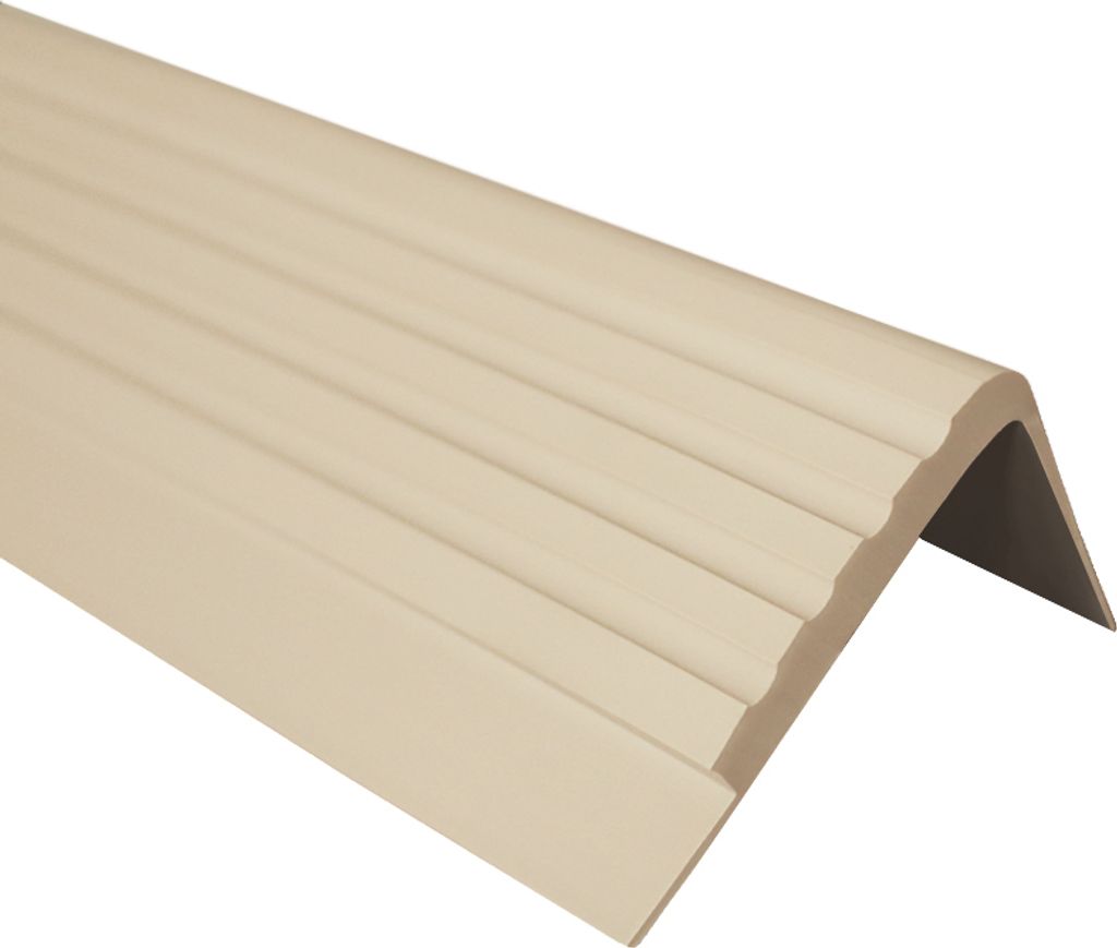 QUEST Treppenkantenprofil 42x40mm, 1.5m, Treppenprofil PVC für Treppenstufen, Treppenkantenschutz mit Rillen, Antirutsch, RF, beige
