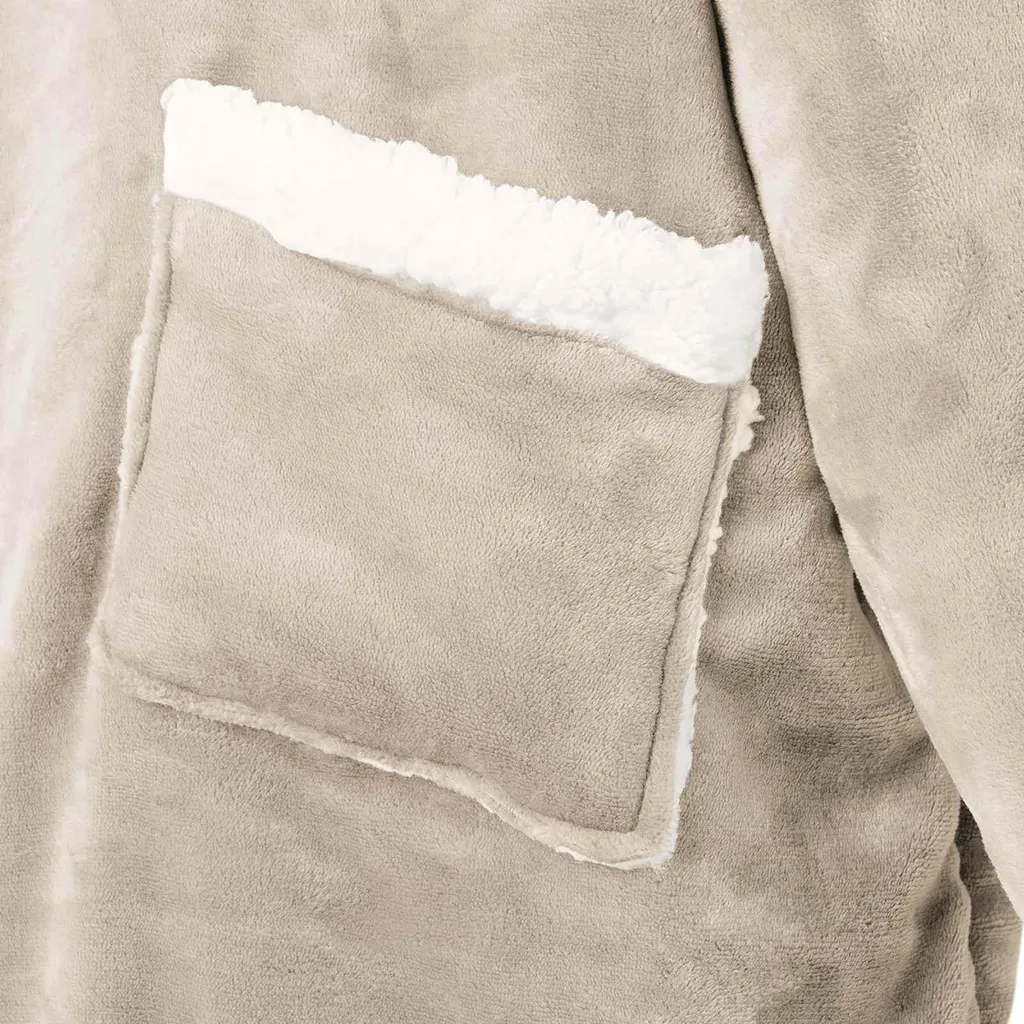 Pull couverture Beige L Fleece - Idéal Télétravail et Soirées Canapé