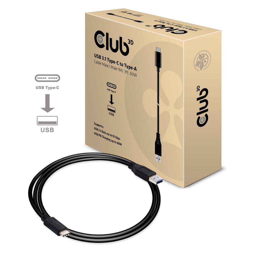 Club 3D USB 3.1 Typ-C Typ-A, 1m