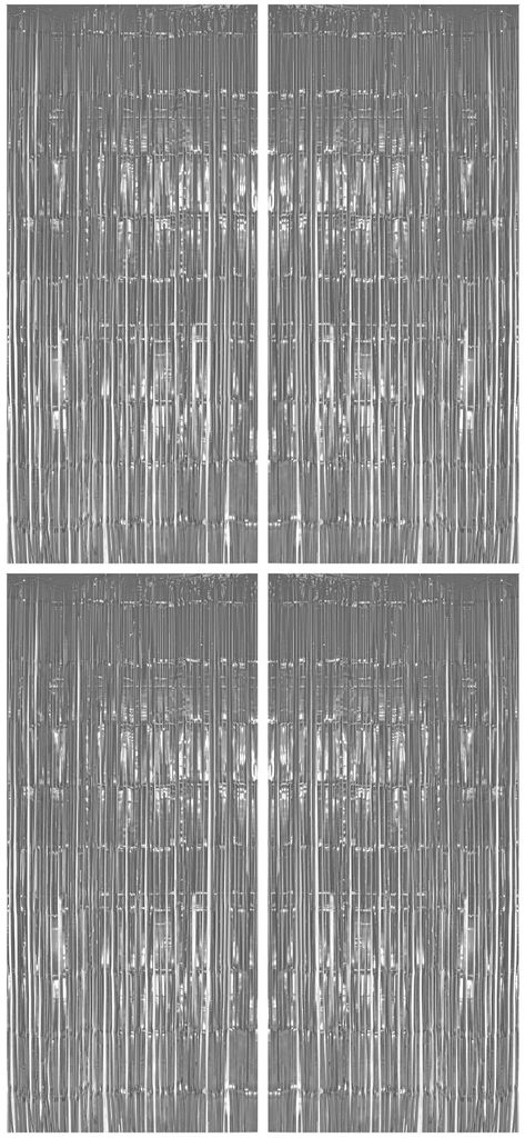4x Lametta Vorhang - silber - 91x244 cm Produktbild 