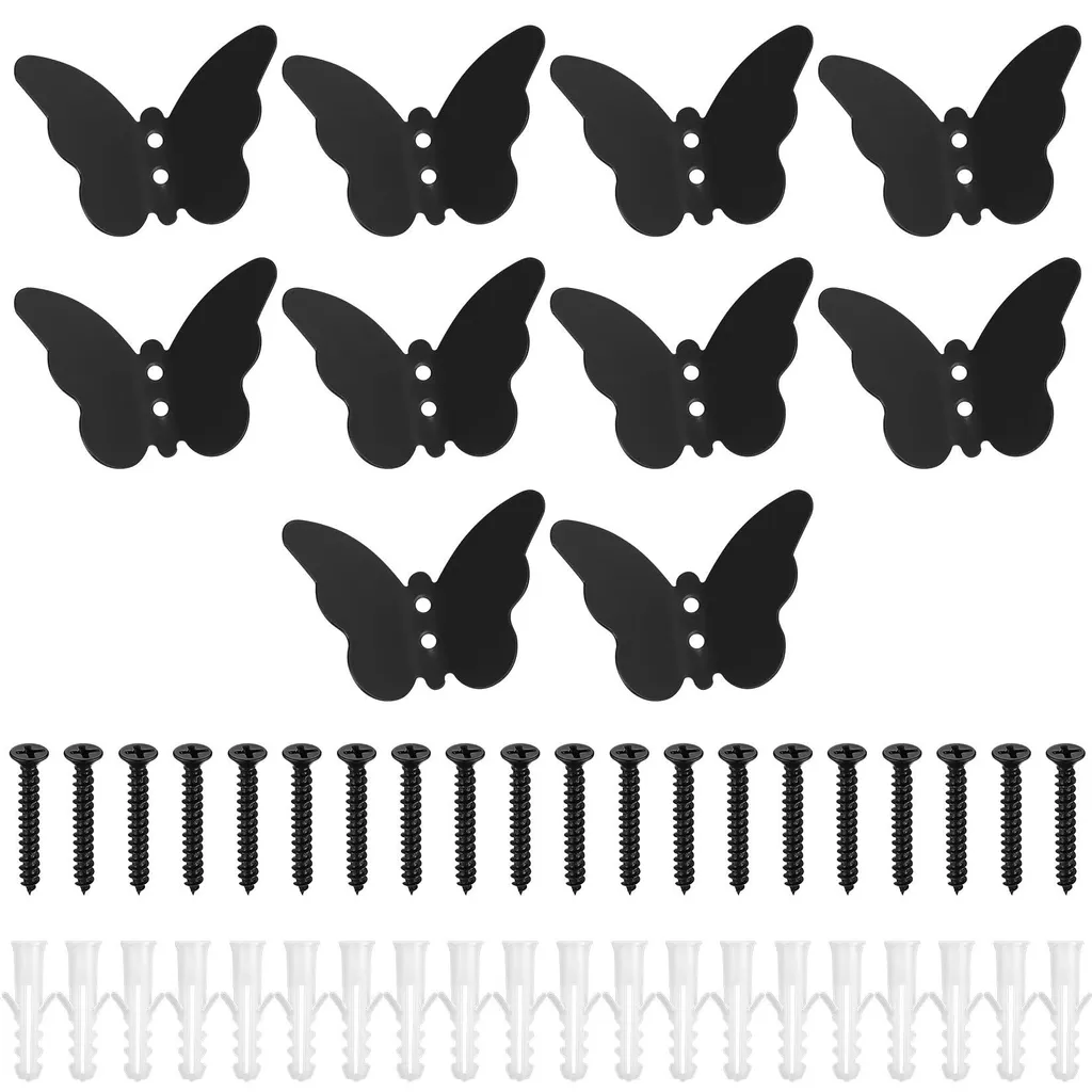 Crochets pour vêtements et serviettes, 10 patères noires pour la maison