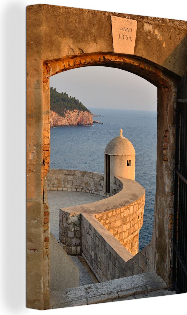 OneMillionCanvasses - Leinwandbilder - 90x140 cm, Tür in der Stadtmauer von Dubrovnik, Kroatien, Wandbilder Kunstdruck Wanddekoration - Foto auf...