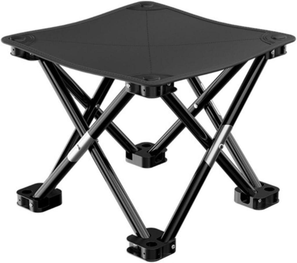Outdoor Mazarklappbarer Hocker, Angelstuhl mit Seitentaschen, extra großer leichter Klappstuhl, Campingstuhl und Picknickbank Schwarz