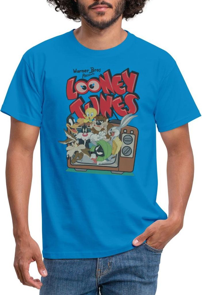 Spreadshirt Looney Tunes Bug Bunny Alle Im TV Retro Classic Männer T-Shirt, S, Royalblau