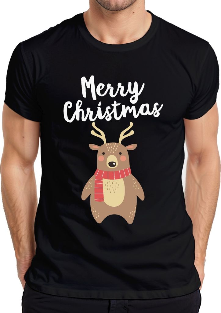 Merry Christmas cooles Rentier - Weihnachten Weihnachtsgeschenk Christmas Herren T-Shirt, Schwarz, S