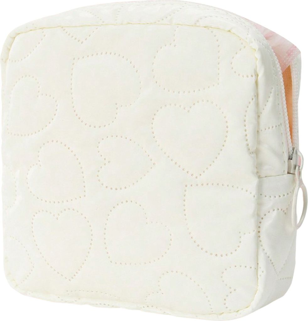 Mini-Kosmetiktasche mit Herzmuster und Reißverschluss, tragbare Aufbewahrungstasche für Damenbinden, Kunstleder, für Handy, Schmuck, Lippenstift...