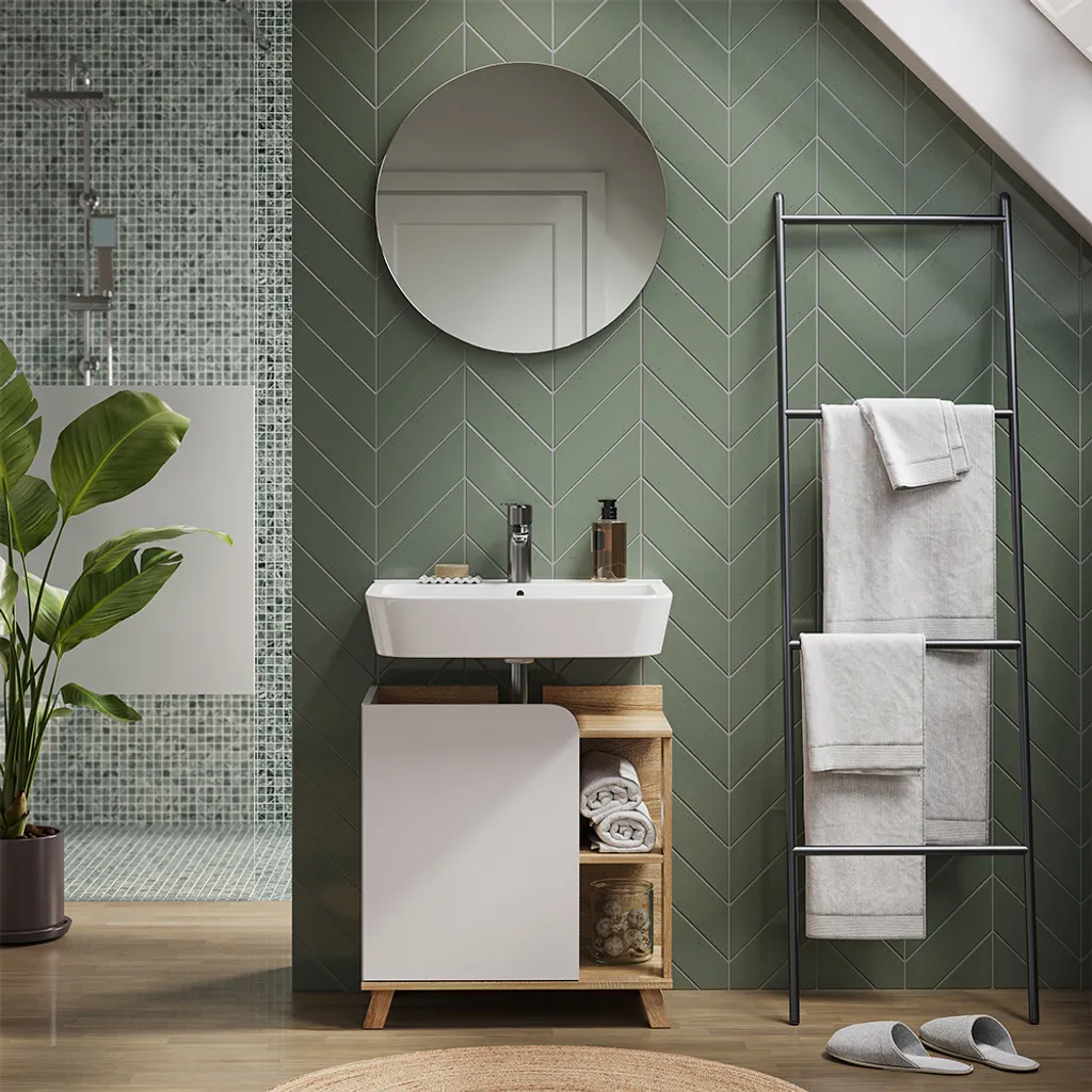 Specchio Bagno Rotondo Vicco Karen 60cm - Bianco Elegante per Arredo Moderno