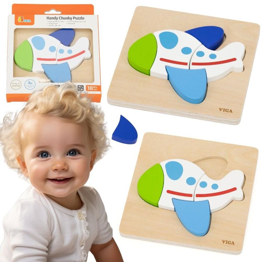 Viga Holzpuzzle – Buntes Flugzeug