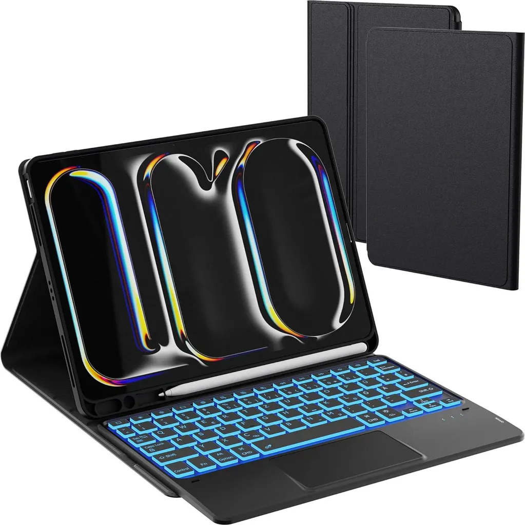 Custodia ROOFEI iPad Pro 11 M4 2024: Tastiera QWERTZ e Trackpad Top