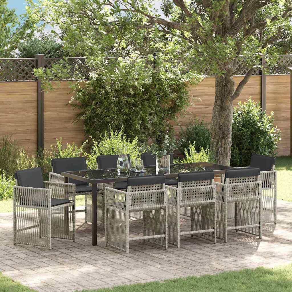 Maison Exclusive - Garten Essgruppe 9 pcs Hellgrau Pulverbeschichteter Stahl