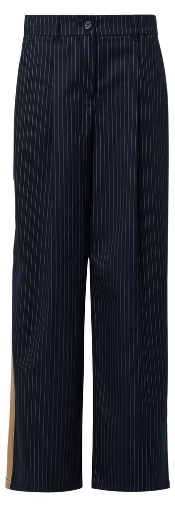 s.Oliver Damen High-Rise Wide-Leg-Hose mit Nadelstreifen, Bundfalten und Eingrifftaschen
