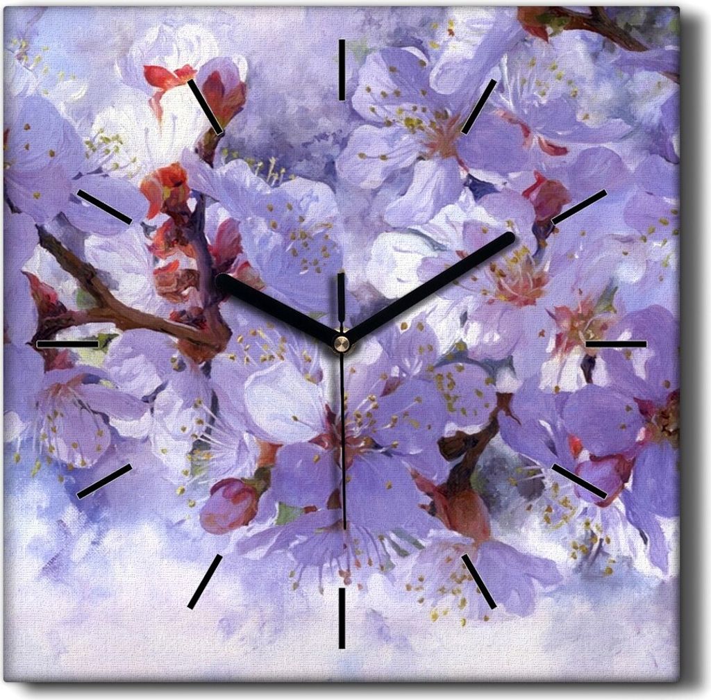 Coloray Hodiny Unikátní 30x30 cm Tiché hodiny Pro obývací pokoj a kuchyň Nástěnné hodiny Plátno Černé ručičky hodin - Malování kvě...