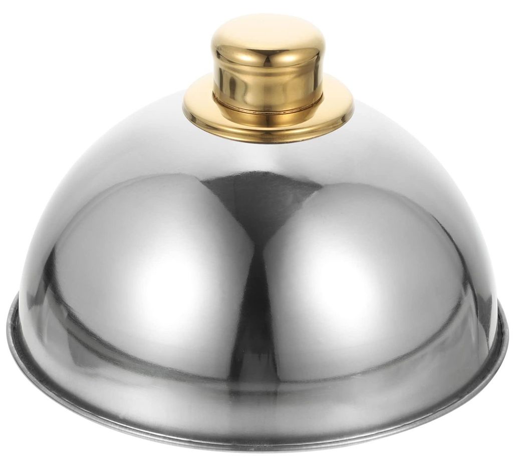 Servierplatte Tablett mit Deckel Grilldeckel Silber 18 cm
