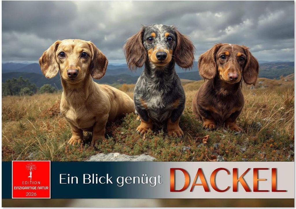 Dackel - ein Blick genügt (Wandkalender 2026 DIN A2 quer), CALVENDO Monatskalender