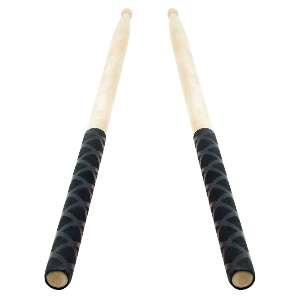 1 Paar Drumstick-Abdeckungen mattierte Oberfläche  Wärmeschrumpfung kratzfest rutschfest X-Textur-Muster Griff Drumsticks-Schutz für Leistung-Schwarz