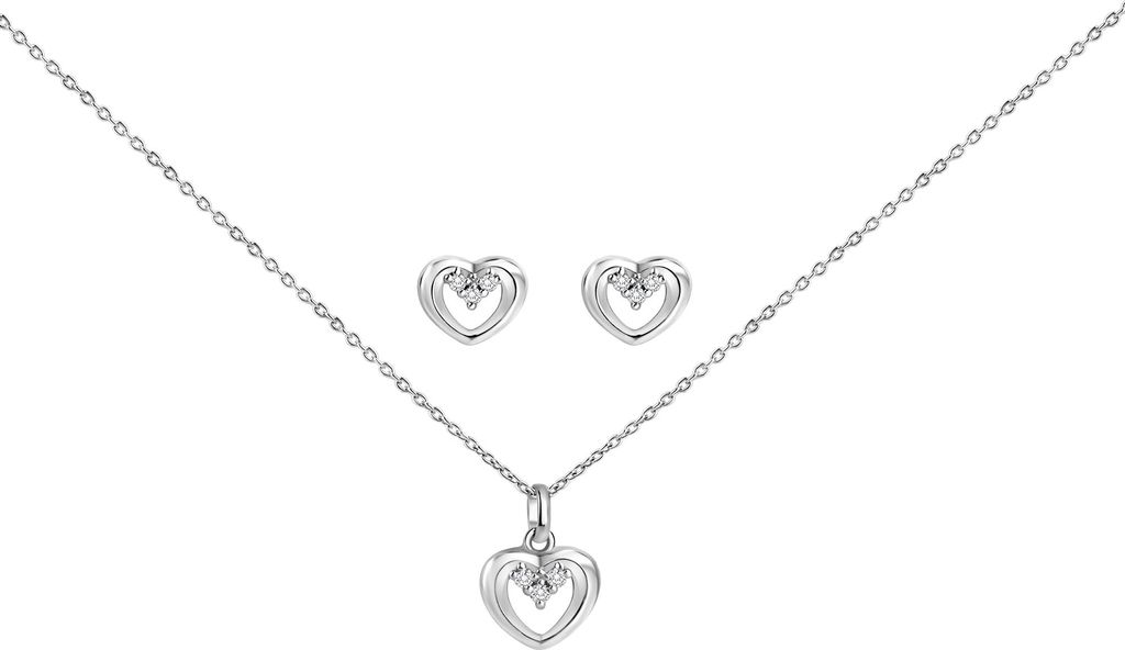 F Set Anhänger/Kette und Ohrstecker 925/- Sterling Silber 42+3cm weiß Zirkonia 271200003R