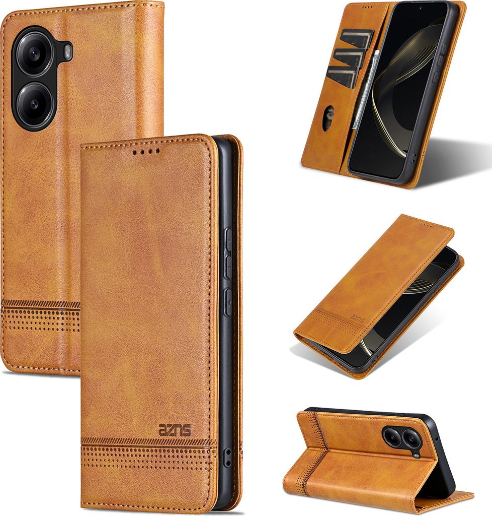 Leder Hülle für Xiaomi Redmi Turbo 4 / Poco X7 Pro, Klapphüllen Brieftasche Magnetverschluss Ständer Schutzhülle Gelb