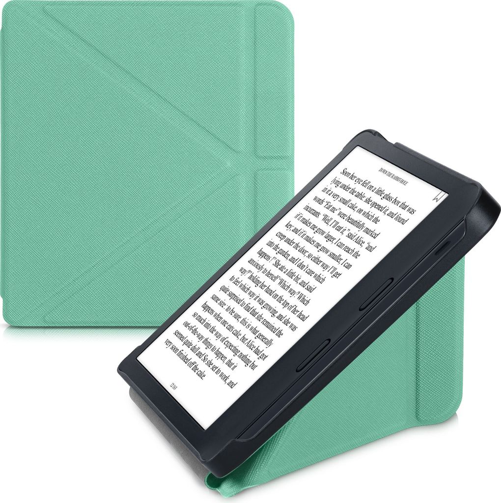 kwmobile Schutzhülle für Kobo Libra 2 Hülle - Kunstleder Case - eReader Klapphülle mit Auto Sleep Funktion - Cover mit Ständer - Mintgrün